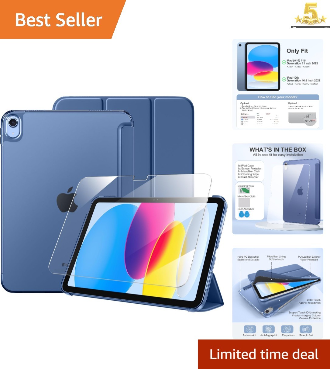 Mastten for iPad (A16) 11th Generation Case 11 Inch 2025 with Screen Protector,