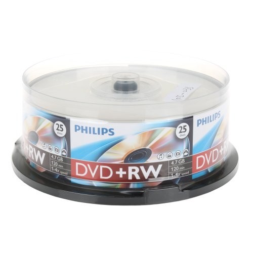 25 PHILIPS 4X DVD+RW DVDRW ReWritable Branded Logo 4.7GB Blank Disc