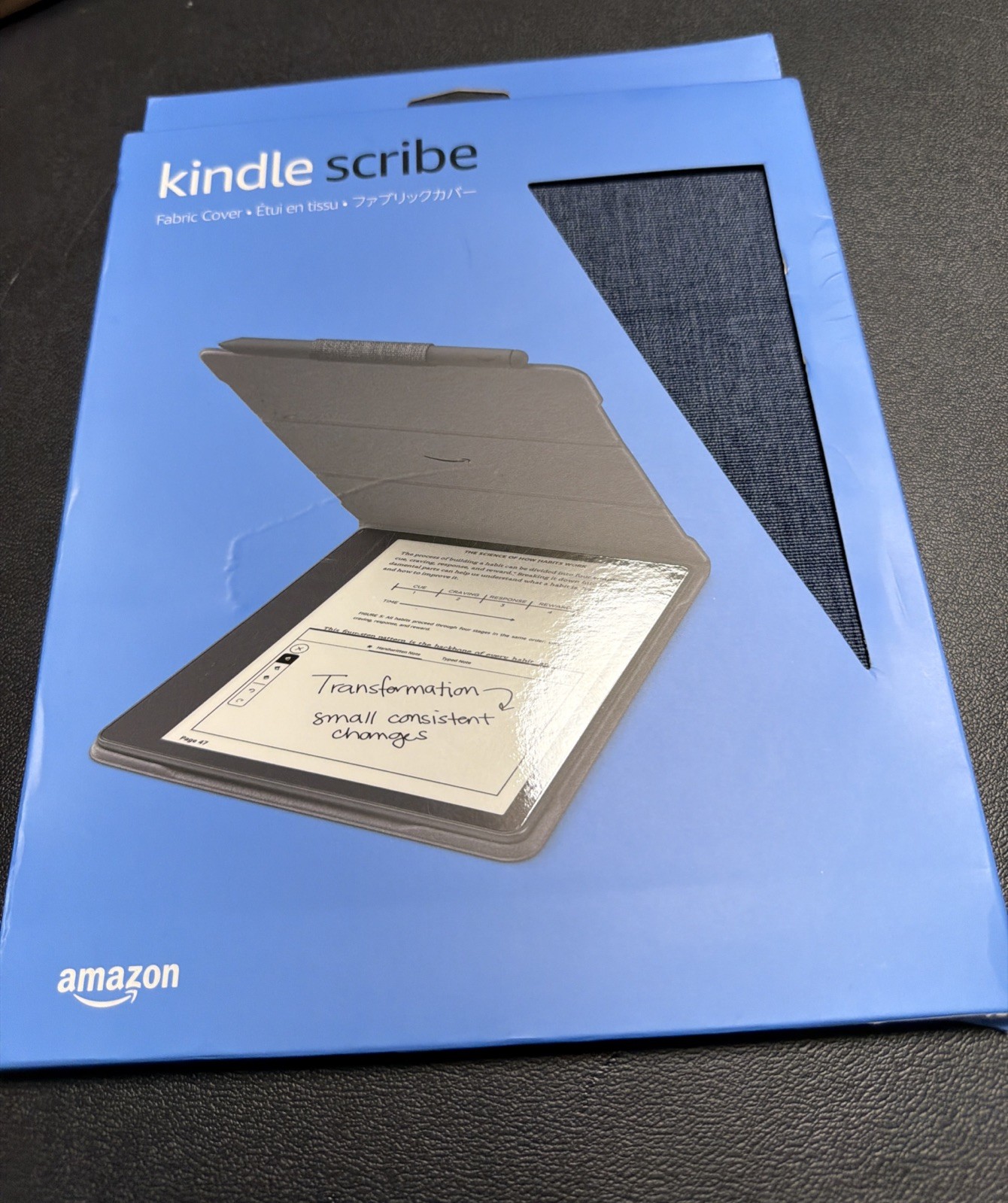 Amazon Kindle Scribe Fabric Folio Cover w/ Magnetic Attach - Denim *NEW IN BOX*