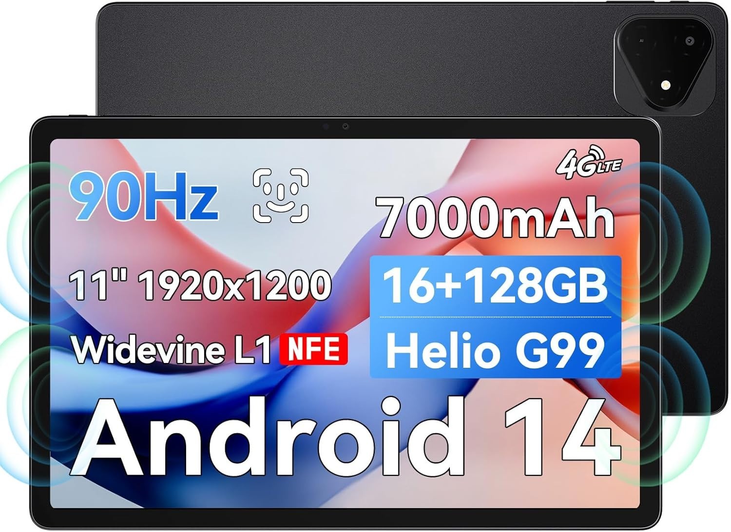 ALLDOCUBE Tablet 11" 90Hz 1920x1200 FHD 16(6+10)+128GB 7000mAh Quad Speaker