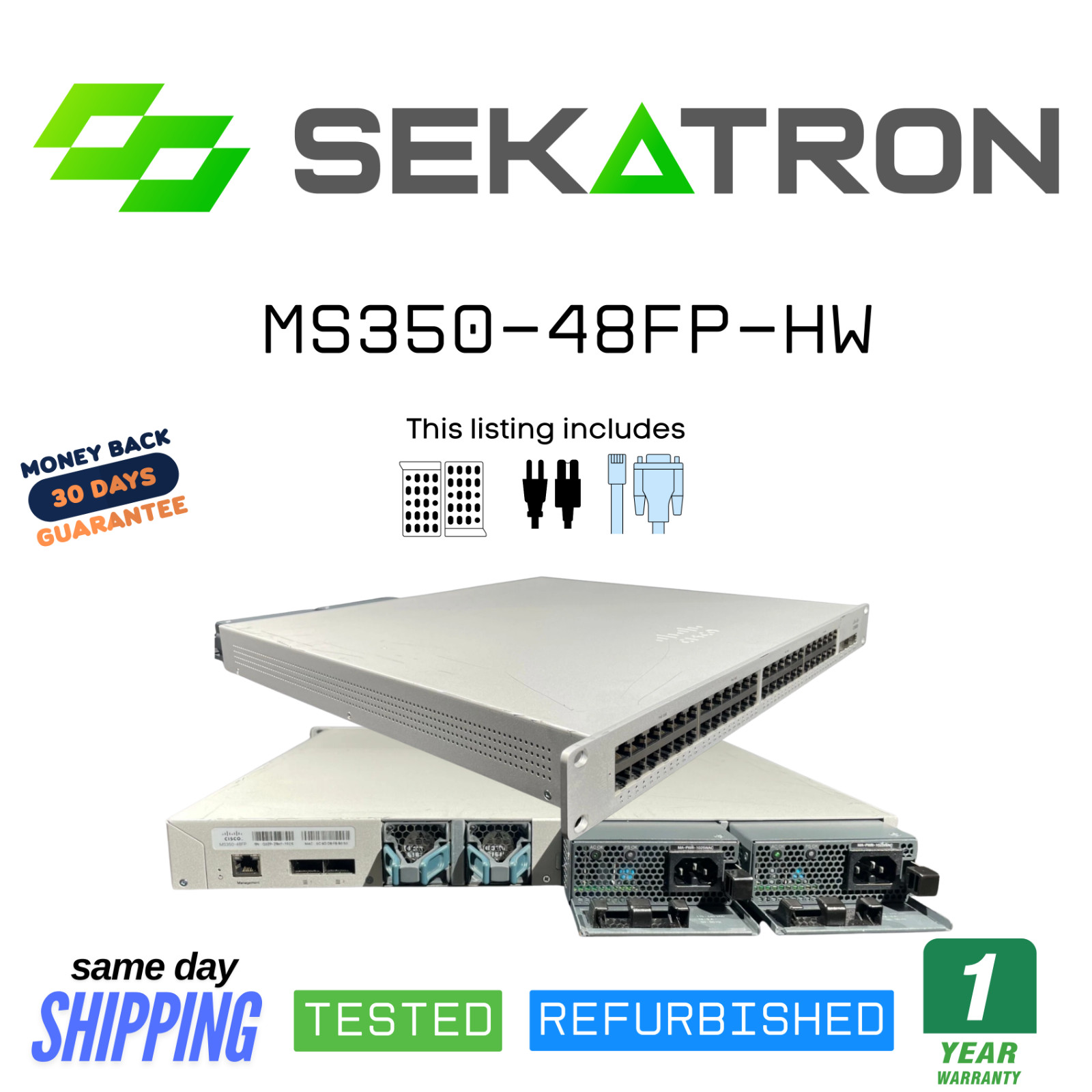 🔀 Cisco Meraki MS350-48FP-HW • 48-Port PoE+ • 2× PSU • Cloud Managed • USED ✅