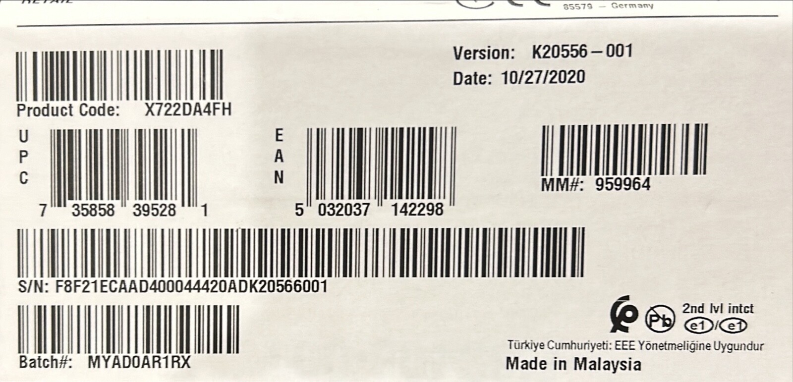 Intel X722DA4FH Ethernet Modules Quad Port Ethernet Adapter X722 NEW BROWN BOX