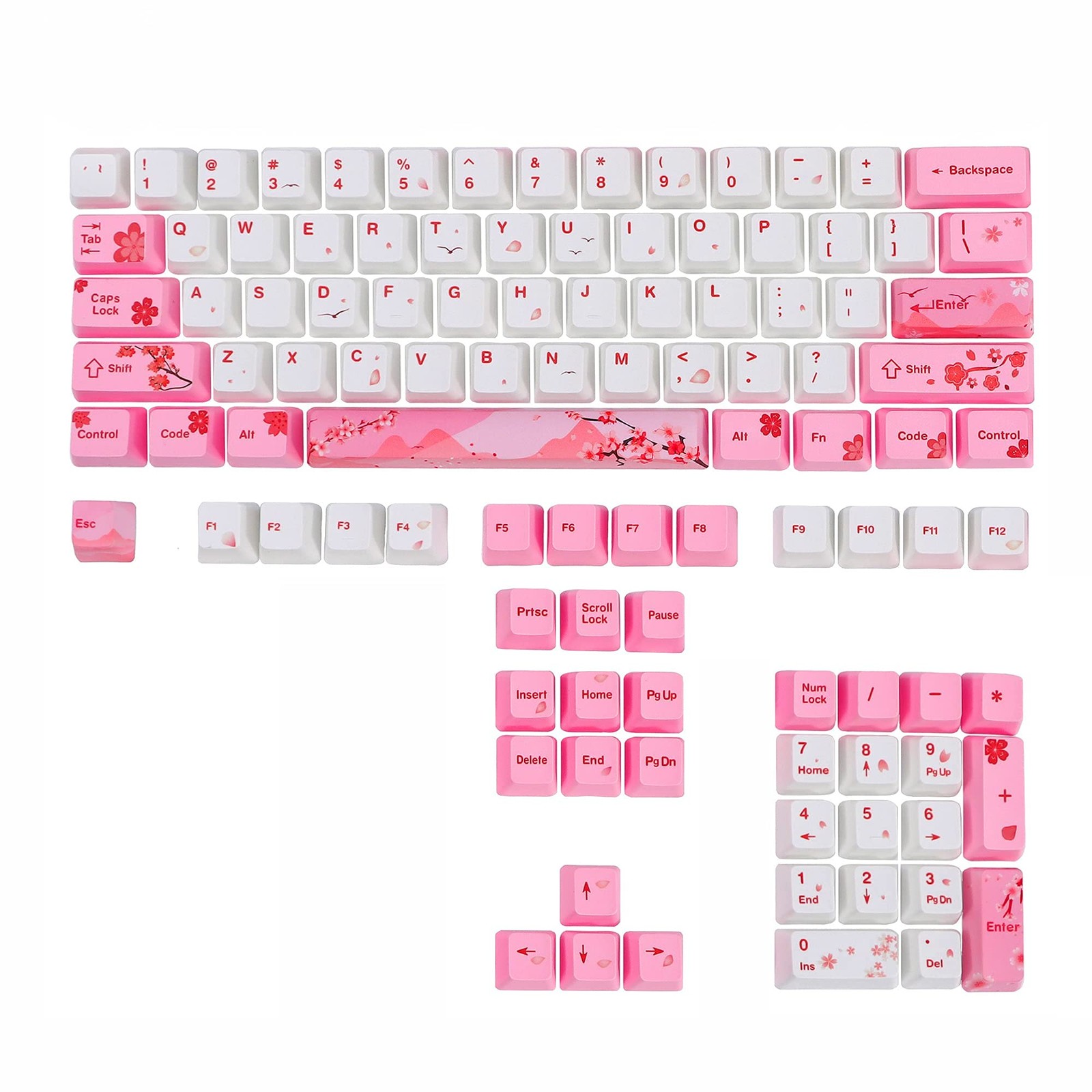 GTSP 104 Pink Keycaps Cute Japanese Custom Gaming Keycap Set DyeSub OEM Profile