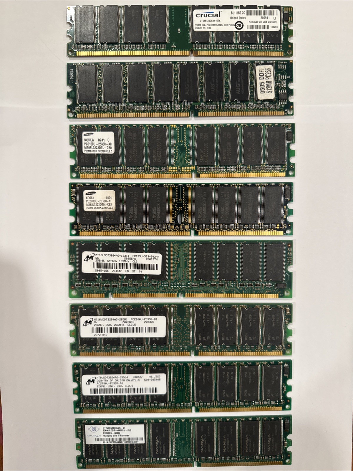 Lot of Mixed Brands 256MB - 512MB DDR DDR1 RAM Memory for Desktop PC DIMM