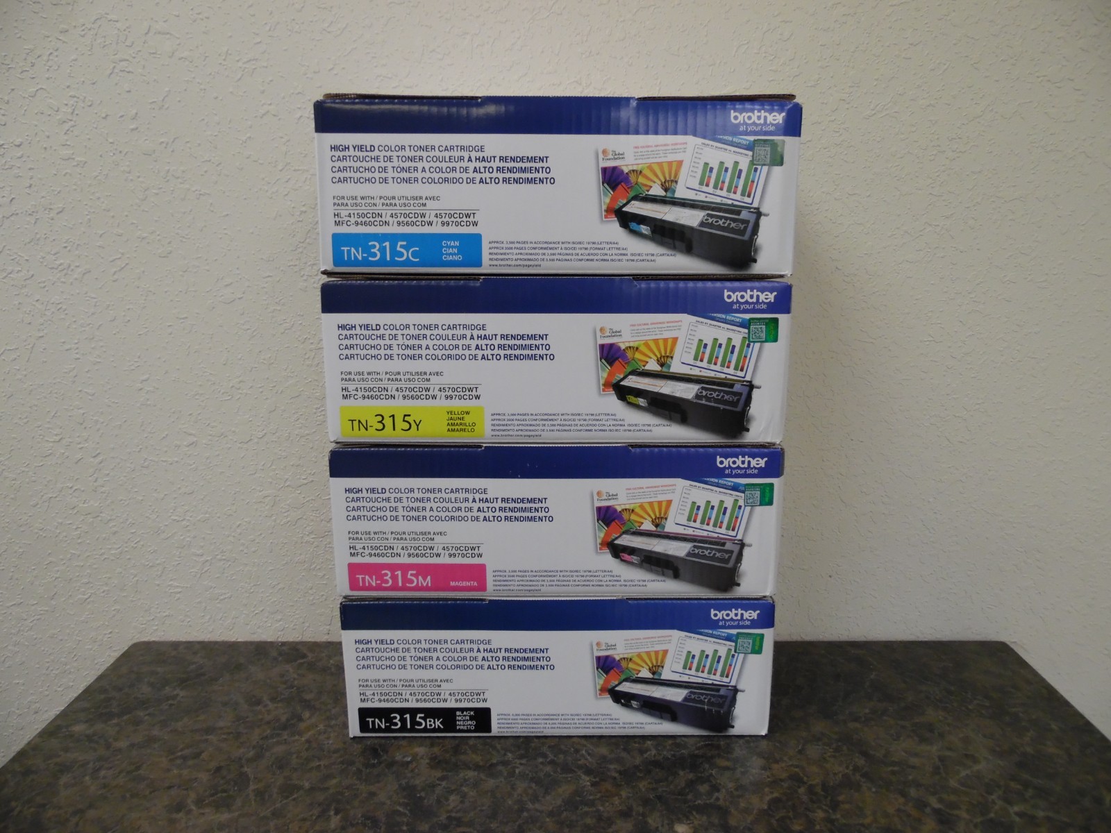 New Genuine Brother TN-315 toner cartridges, (Full Set)