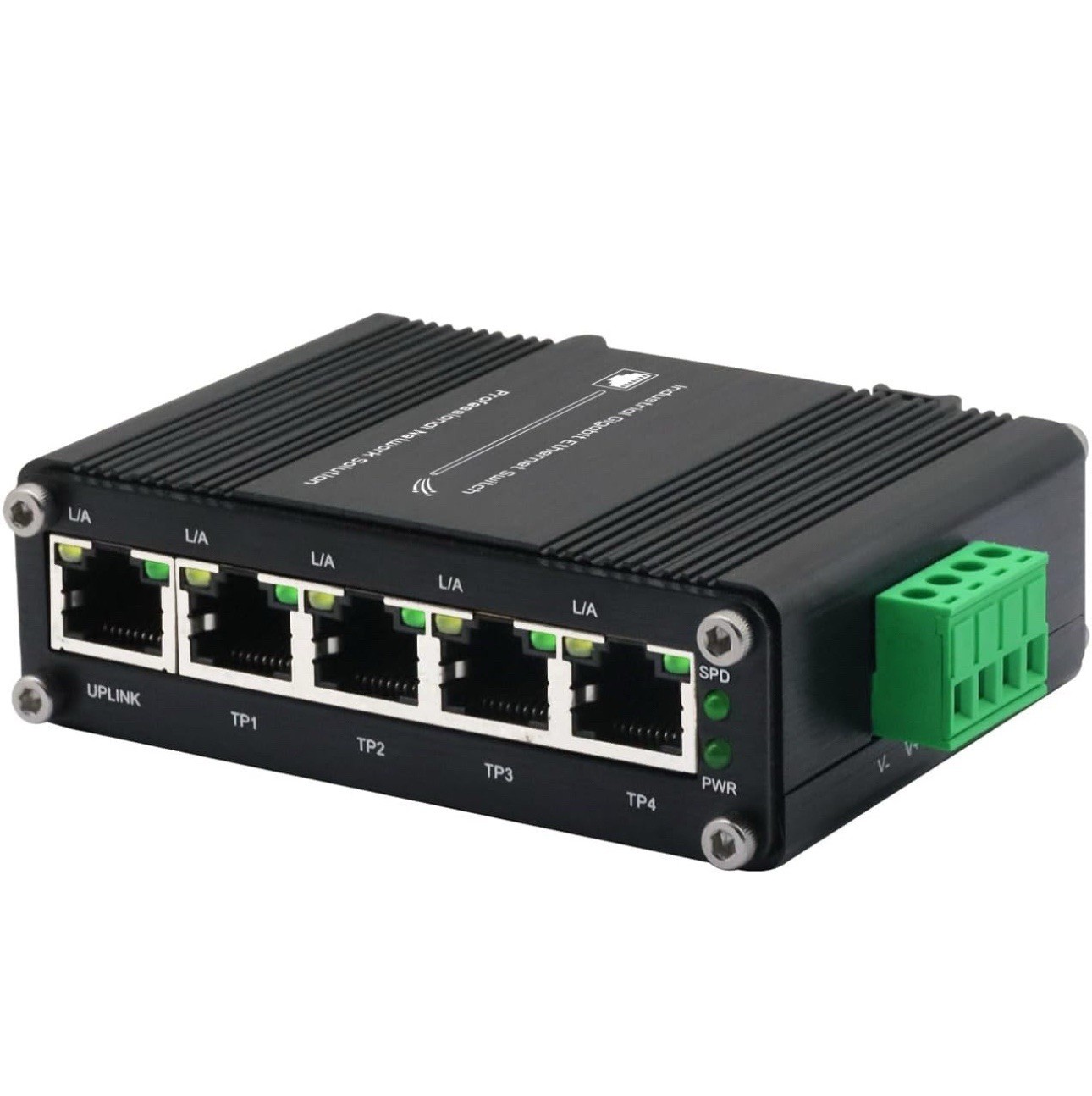 Mini Industrial 5-Port Gigabit Ethernet Switch - Hardened, 10/100/1000Mbps, D...