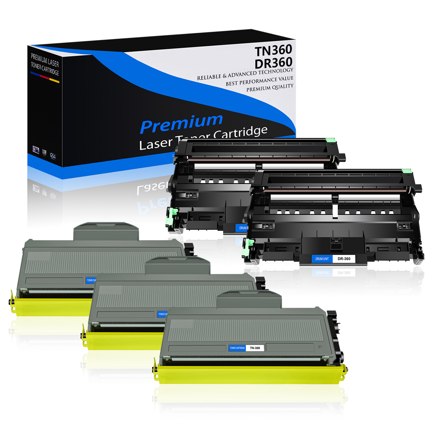 3 PK TN360 Toner + 2 PK DR360 Drum Unit Set For Brother HL-2140 MFC-7340 7345DN