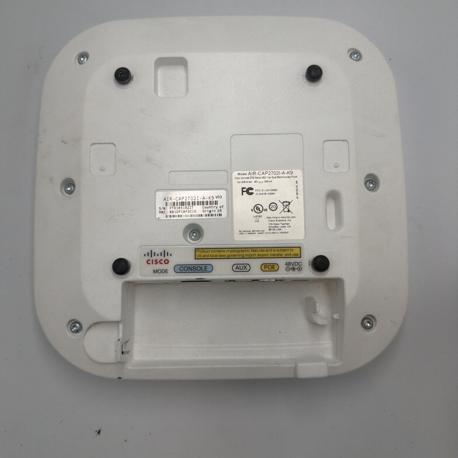 Cisco AIR-CAP2702I-B-K9 Wireless Access Point - TESTED WORKING READY 