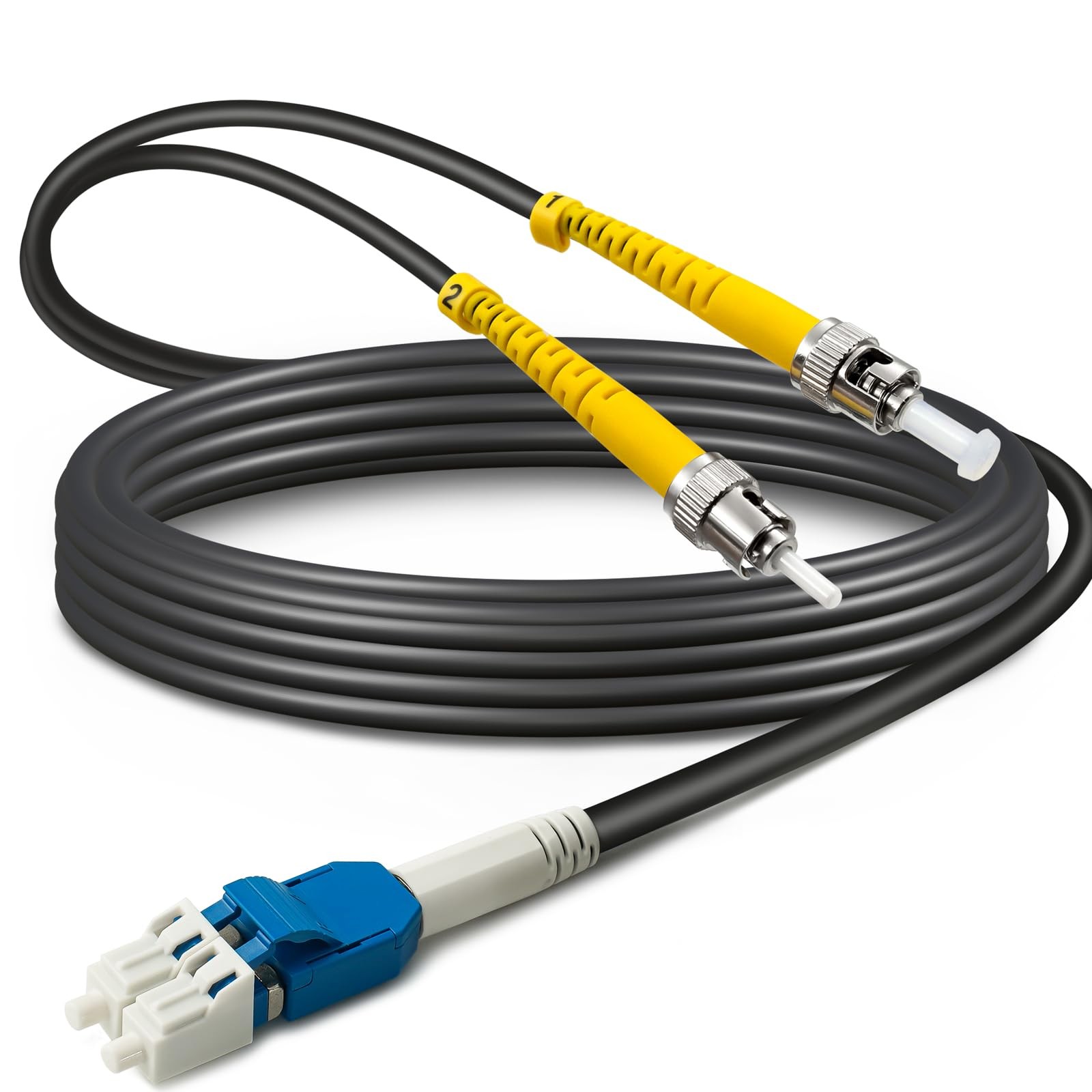 10m/30ft OS2 Armored Single Mode Fiber Cable LCST Duplex 9/125um SMF Black