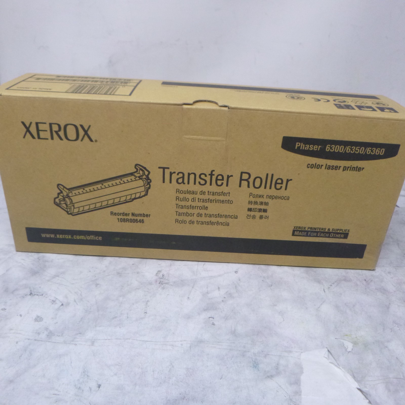 Xerox 108R00646 108R646 Transfer Roller Genuine New Sealed Box 