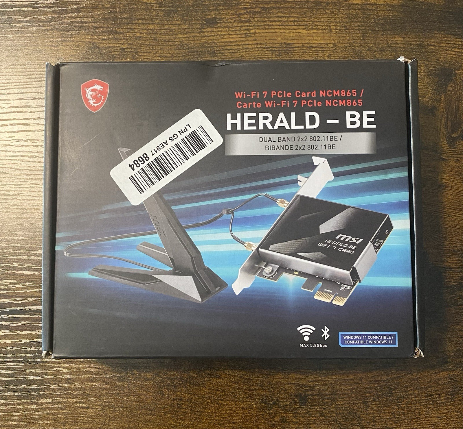 MSI Herald-BE NCM865 WiFi 7 PCIe Card Dual Band Bluetooth