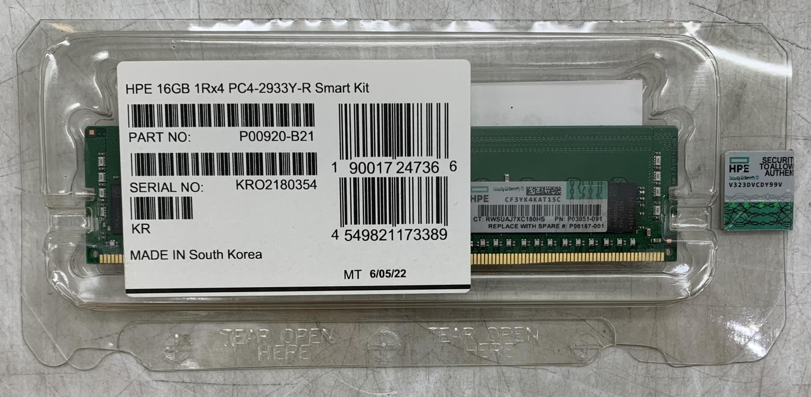 HPE 16GB 1Rx4 PC4-2933Y-R Smart Kit P00920-B21