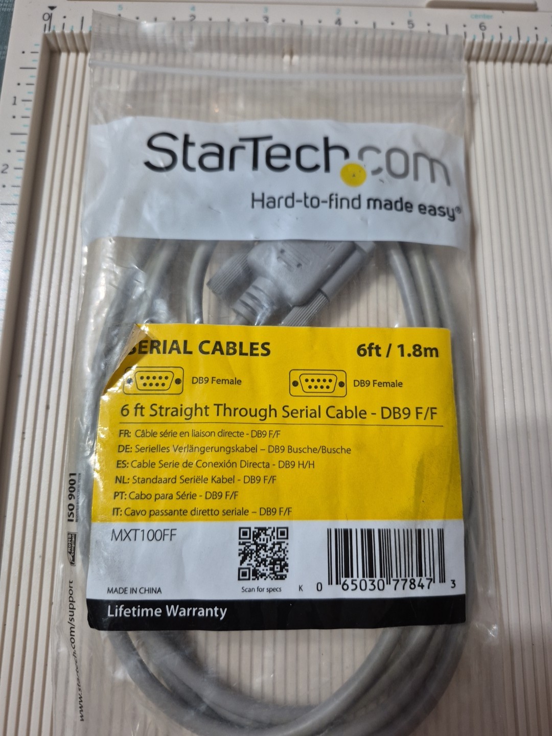 StarTech Serial Cable 6' Straight Through Cord DB9 F/F 6' 9 Pin Female MXT100FF