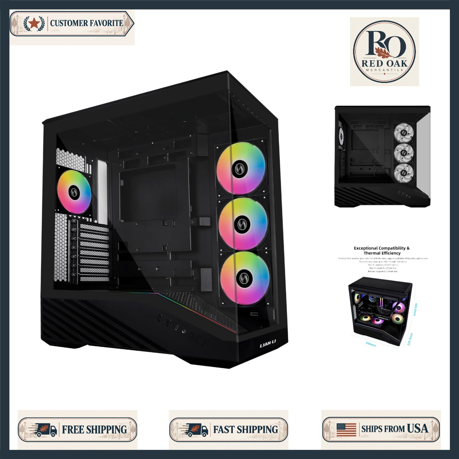 V100-ATX Mid Tower PC Case Black Compatible with ATX Micro-ATX Gpu 420mm Radi...