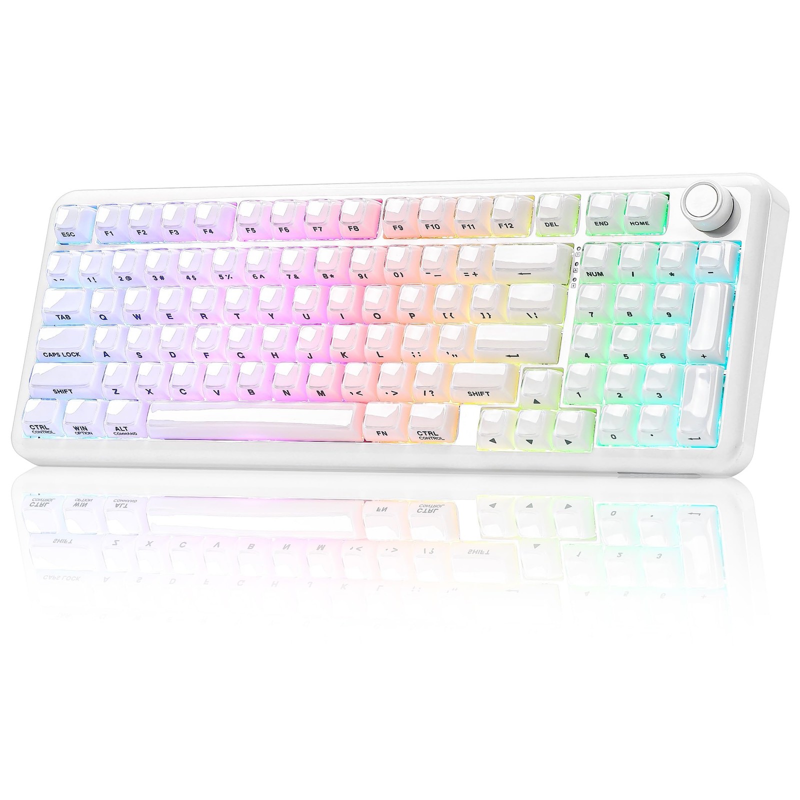 YUNZII X98 96% Wireless Hot Swap Keyboard with Knob (Milky White, Snow) | BT5...