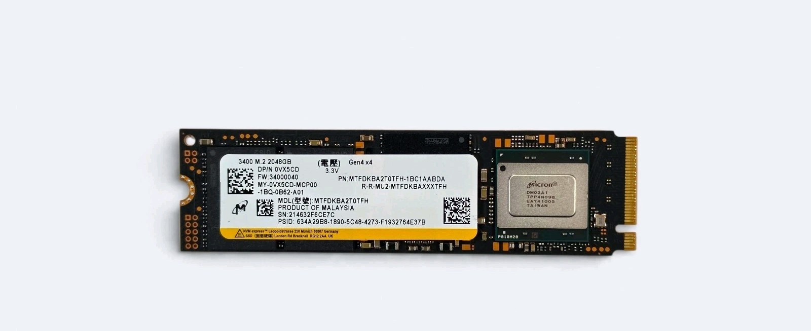 Alienware (OEM) Micron 3400 2TB SSD NVMe PCIe 4.0, Up To 6,600 MB/s - PC/PS5 🔥