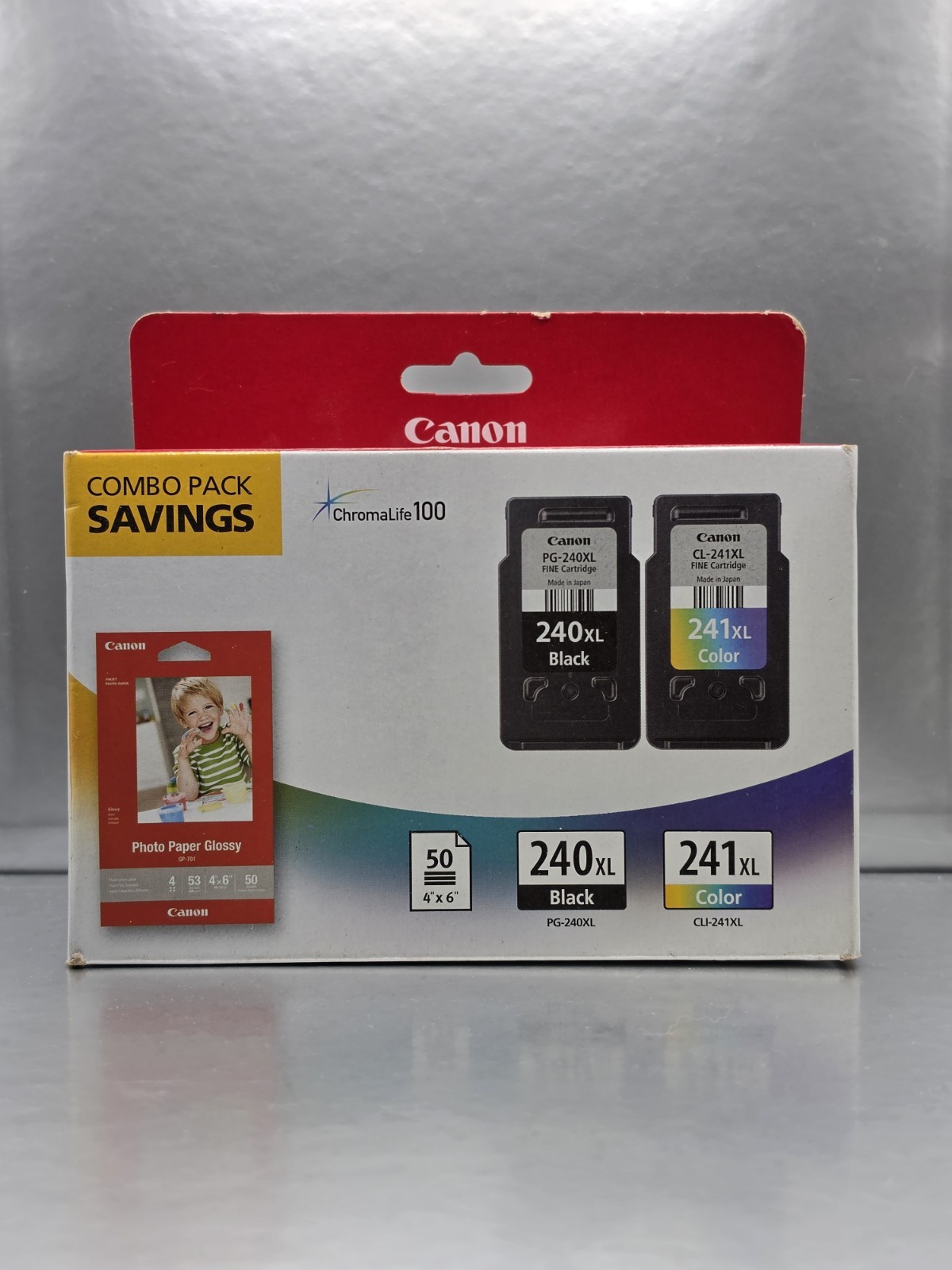 Canon Combo Pack 240XL 241Xl Ink Cartridges With 4"x6" Photo Paper Glossy - NEW