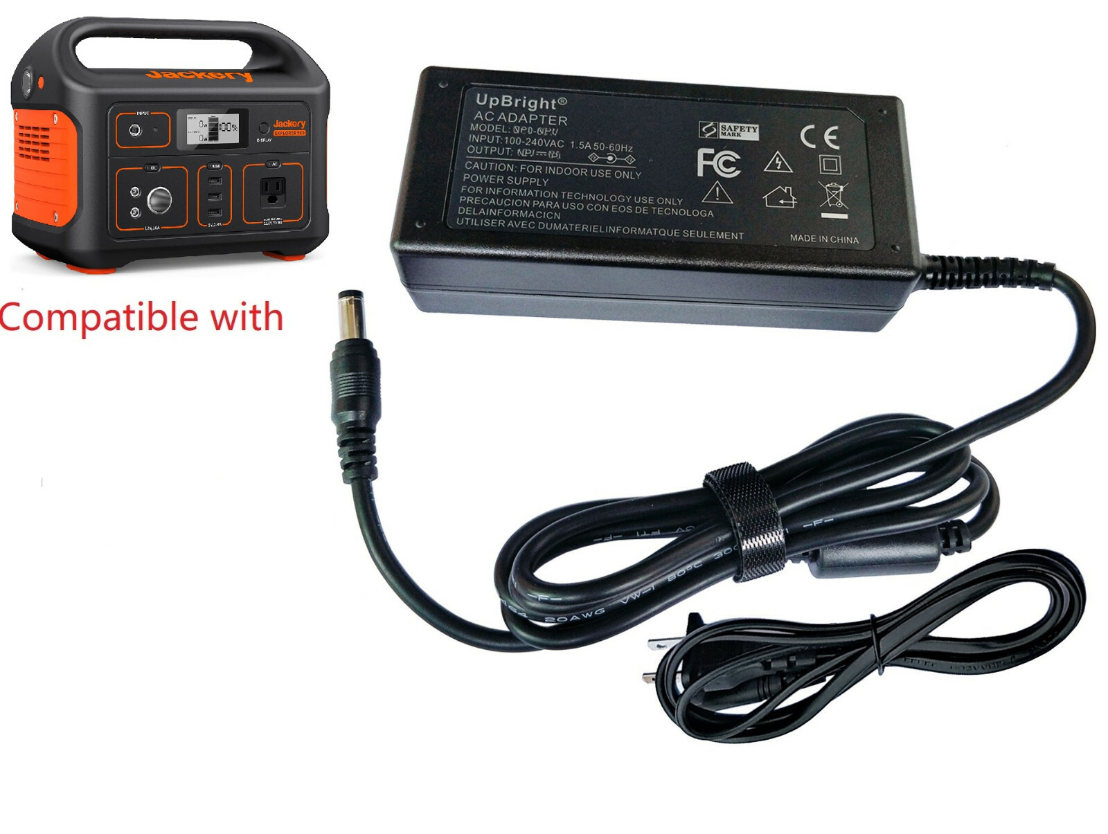 AC DC Adapter For Jackery Explorer 500 Portable Power Station Battery Charger