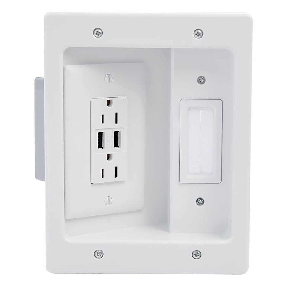 Legrand - OnQ in Wall Cable Management Kit with USB, TV Outlet Wall Kit Hides Co