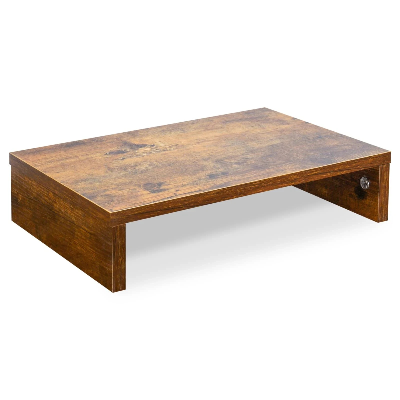14.2 inch Monitor Stand Riser Rustic Brown Wood with Storage for Desk Small