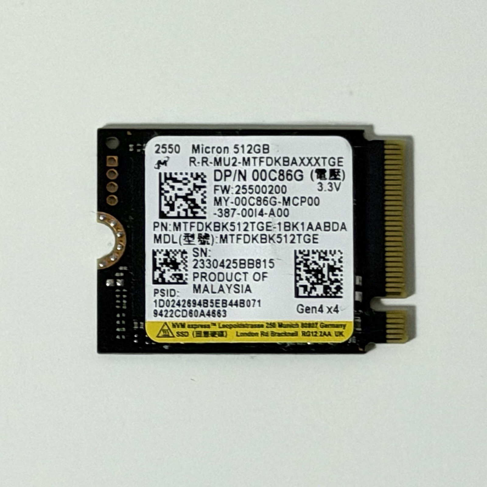 Micron 2550 512GB M.2 2230 NVMe PCIe Gen4 x4 SSD MTFDKBK512TGE Tested