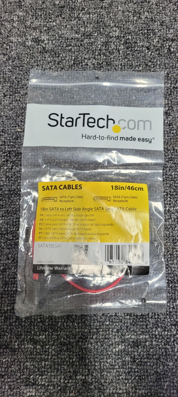 StarTech.com 18in SATA to Left Side Angle SATA Serial ATA Cable 18" 18LSA1