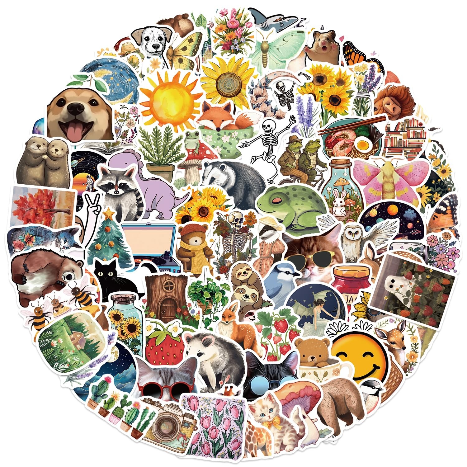 100Pcs Nature Stickers, Forest Woodland Jungle Aesthetic Multicolor 