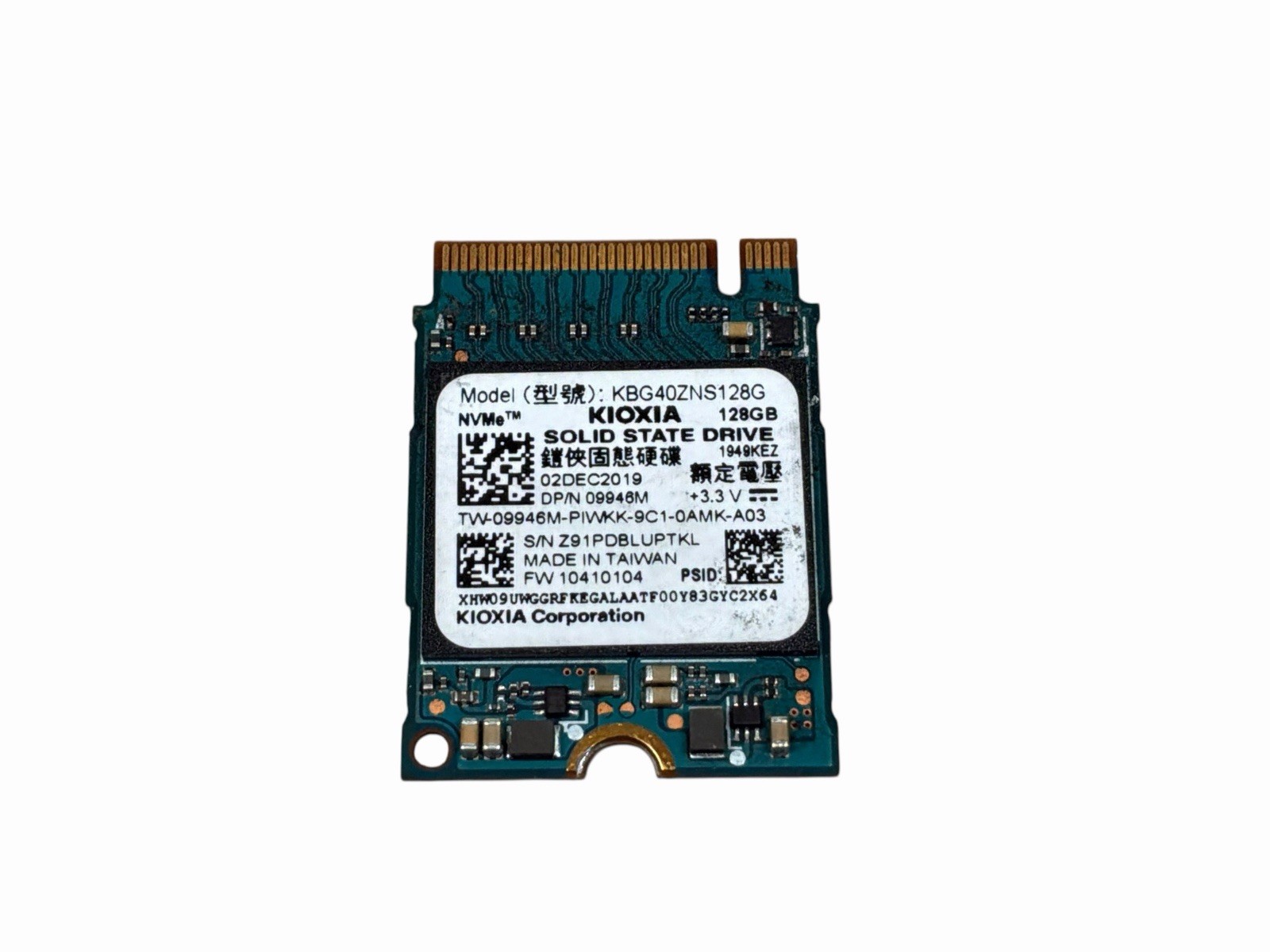 Kioxia Toshiba 128GB NVMe Solid State Drive SSD KBG40ZNS128G Good Health