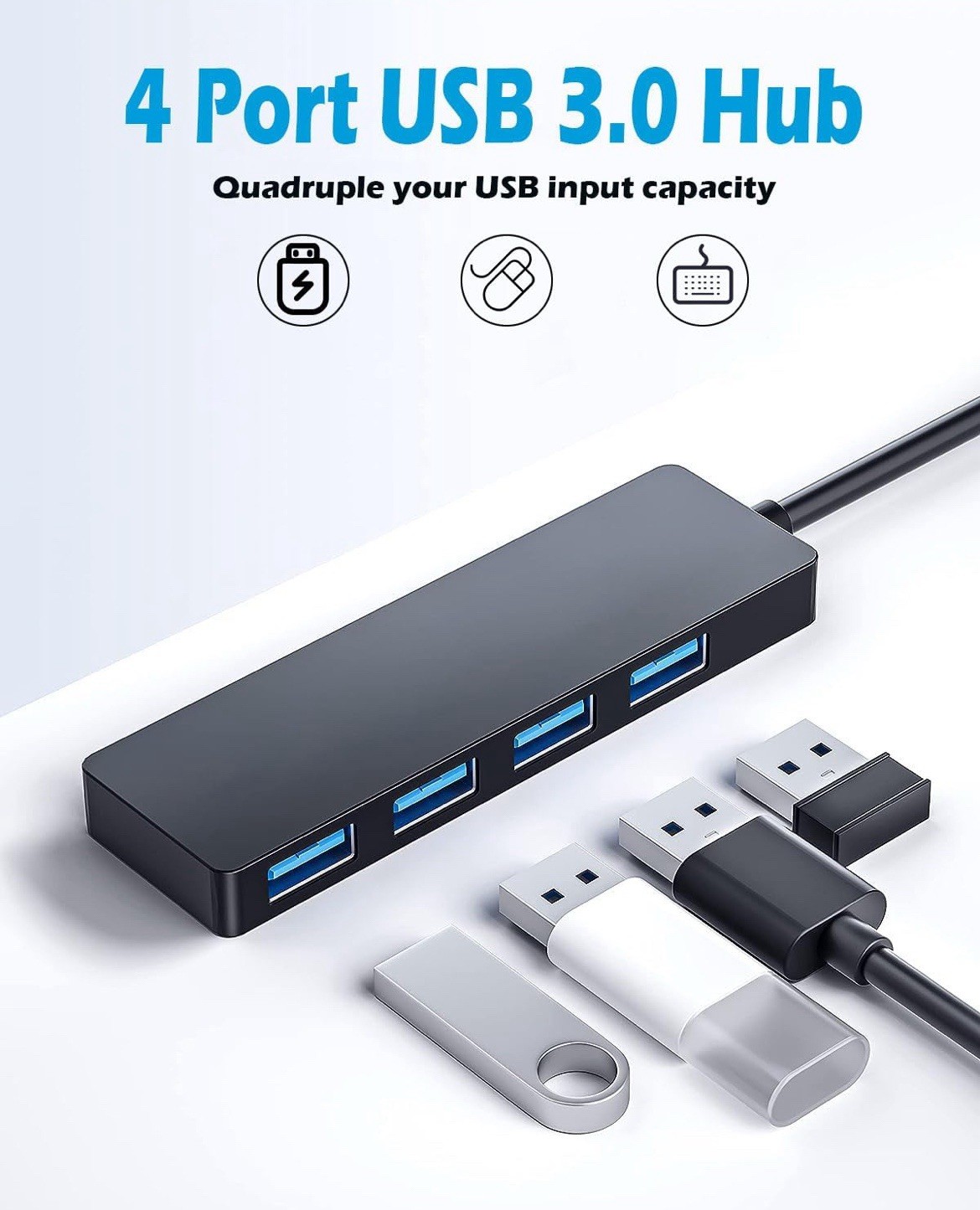 Portable 4 Port USB 3.0 Splitter To USB Dock High Speed Multi Adapter For Laptop