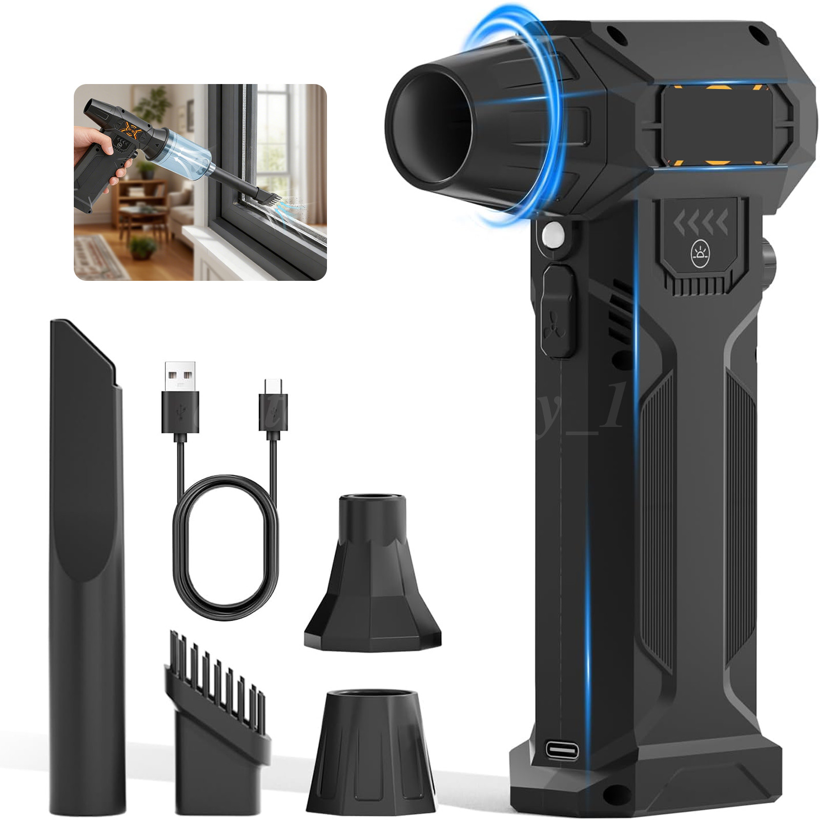 Compressed Air Duster 3Speed 280000 RPM Electric Mini Turbo Fan Vacuum Cleaner