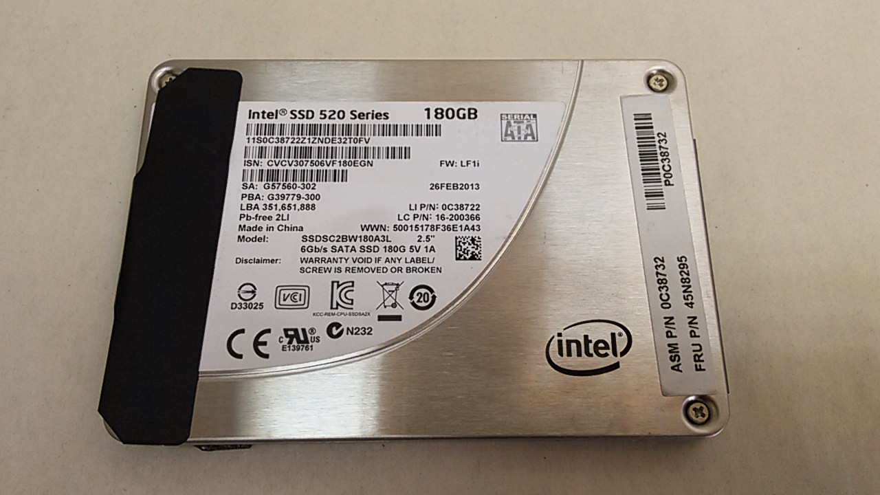 Intel 520 Series SSDSC2BW180A3L 180 GB 2.5" SATA III Solid State Drive