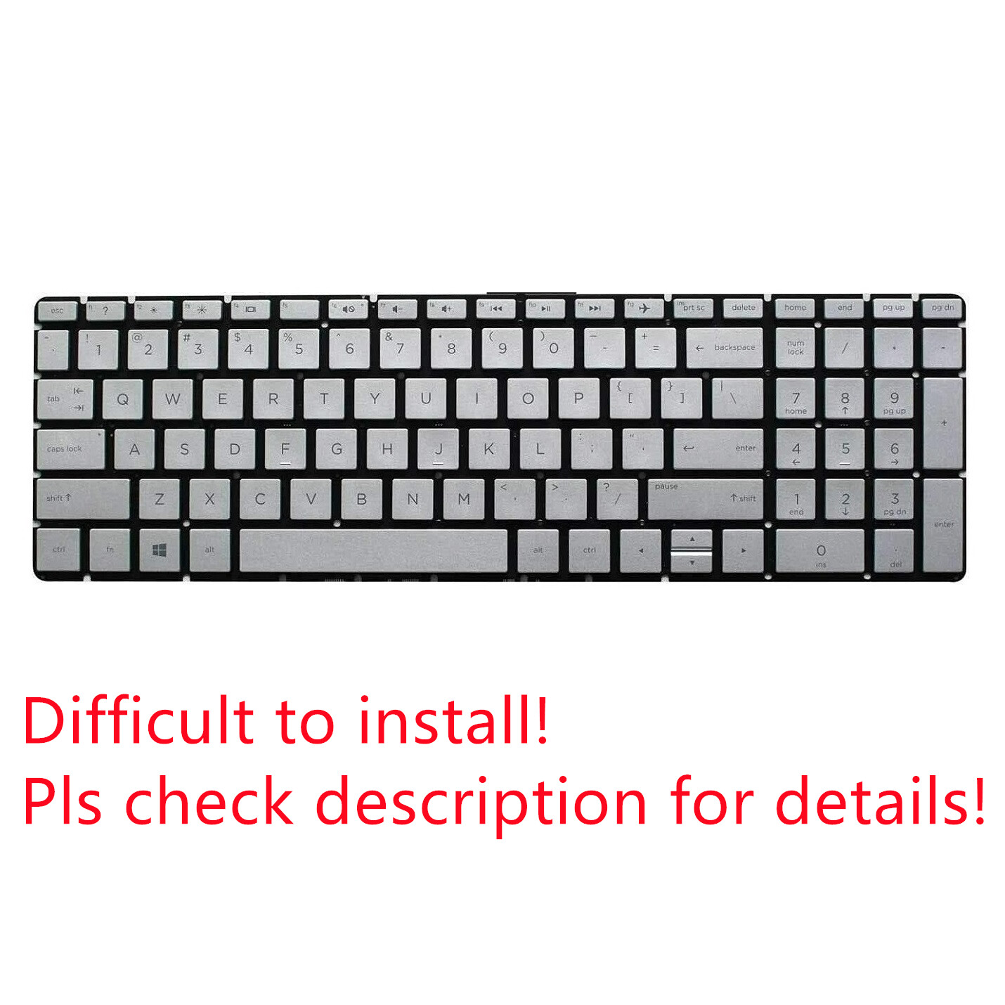 Original US Silver Non-Backlit Keyboard for HP Pavilion 15-cd0xx