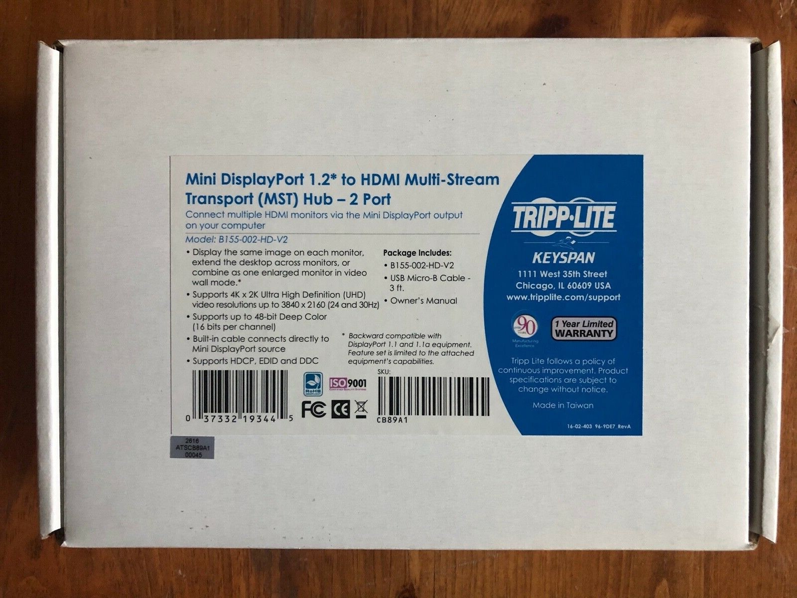 Tripp Lite 2-Port DisplayPort to HDMI Multi Stream Transport Hub B155-002-HD-V2