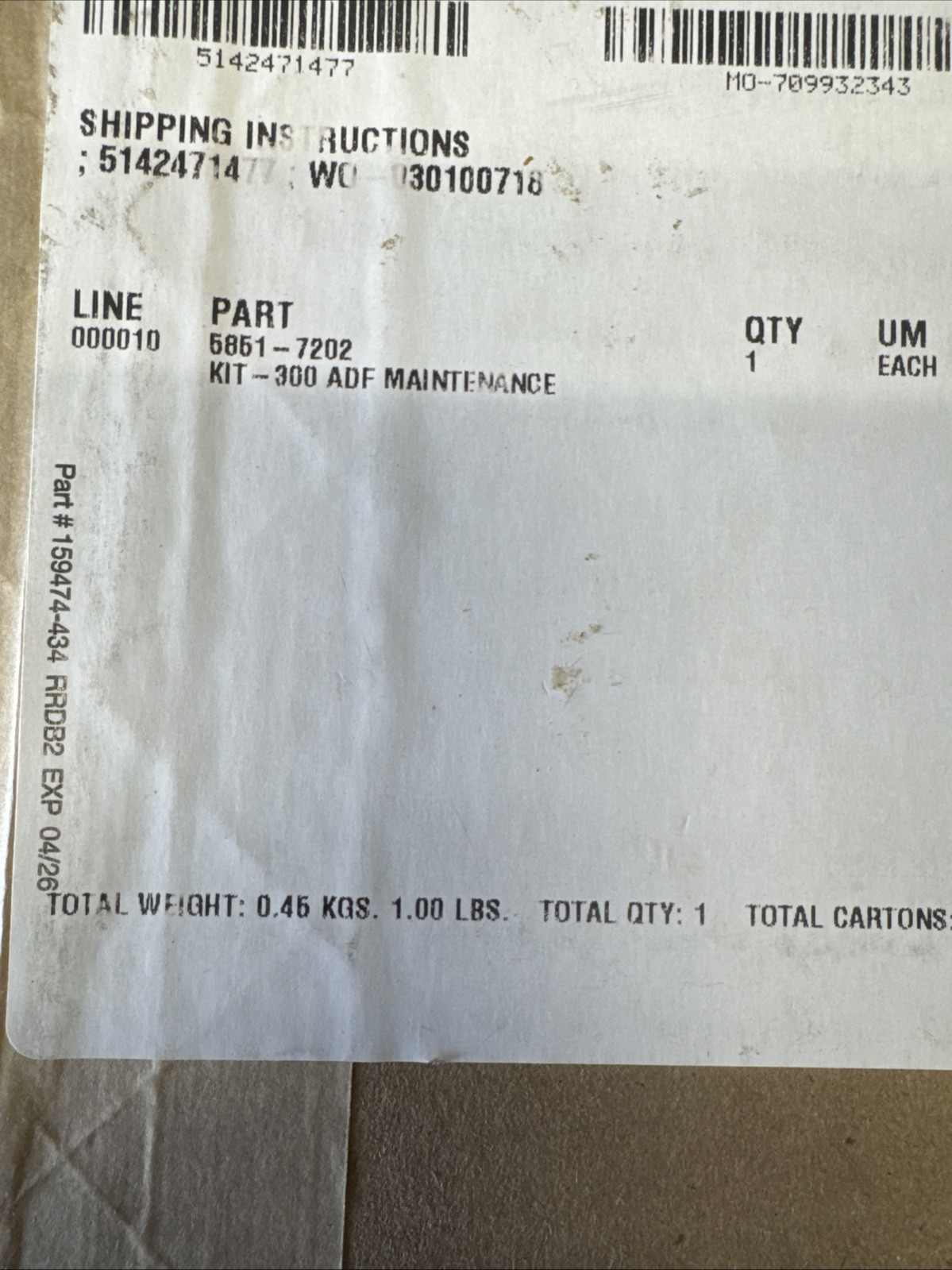 HP M631 M681 GENUINE Maintenance ADF KIT 5851-7202