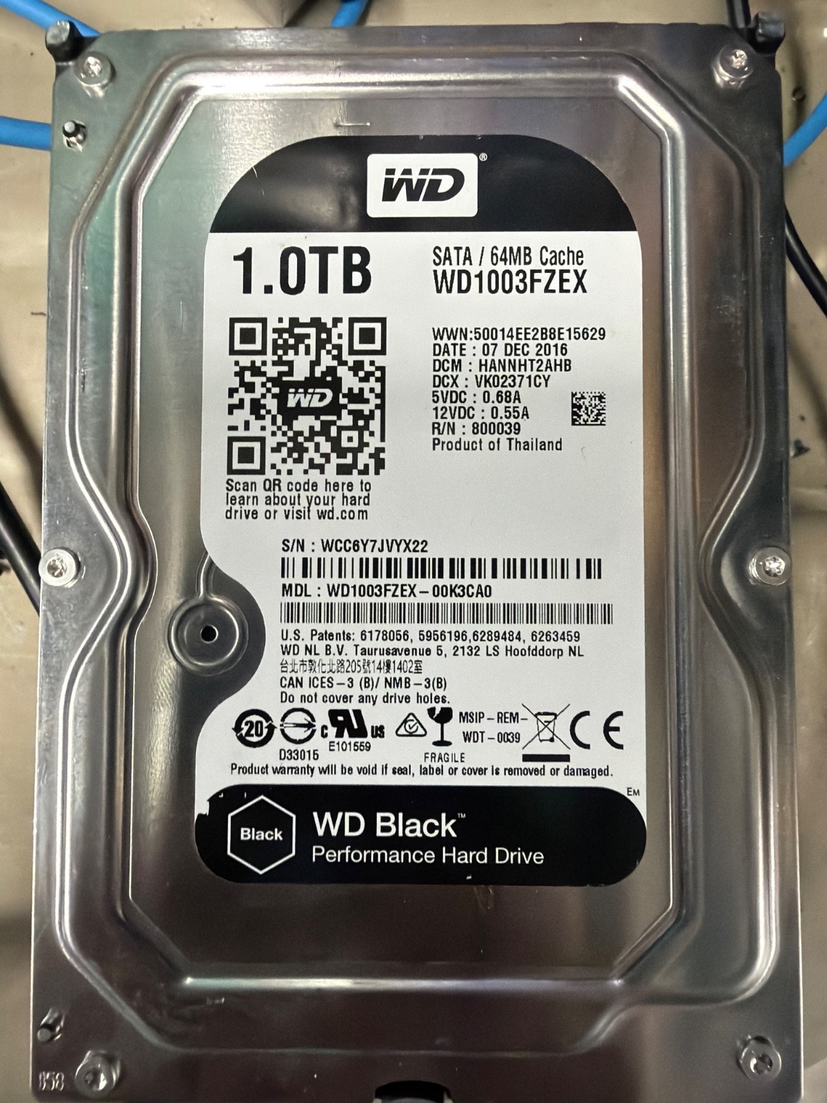 Western Digital WD1003FZEX 1.0TB SATA hard drive Black