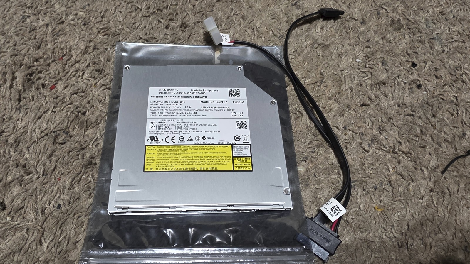 Panasonic UJ167, Slot Load SATA Blu-Ray BD-ROM Combo Drive 9.5mm