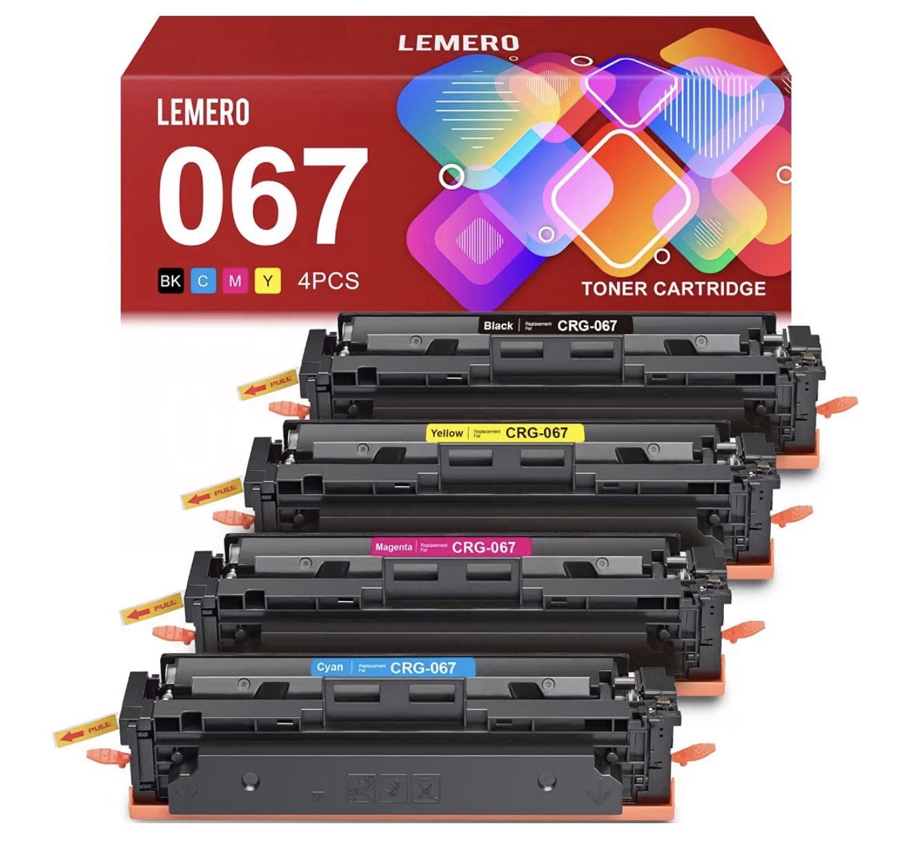 LEMERO 067 Toner Set for Canon MF656Cdw MF654Cdw LBP632Cdw 4-Pack BCMY