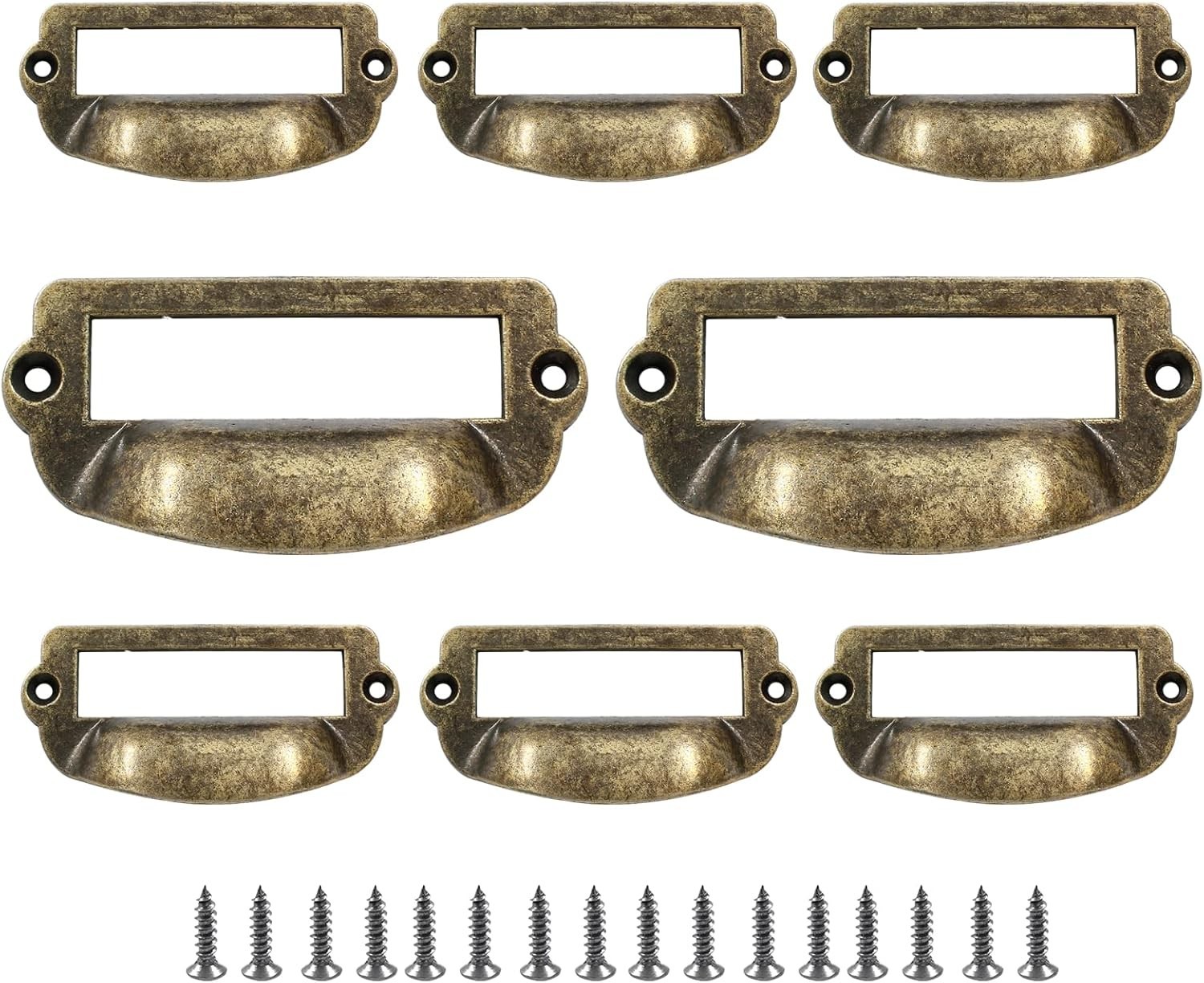8 Pcs Card Catalog Drawer Pulls Library File Label Cabinet Pull Handles
