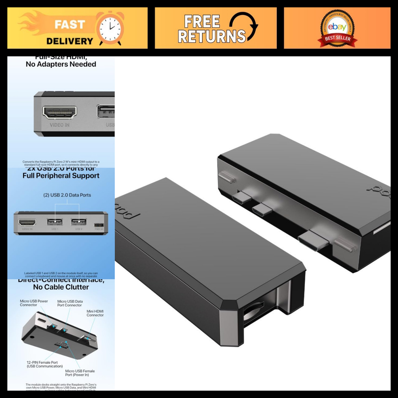 Aluminum Case for Raspberry Pi Zero 2 W, 2W & WH - Durable, Lightweight, Easy Ac