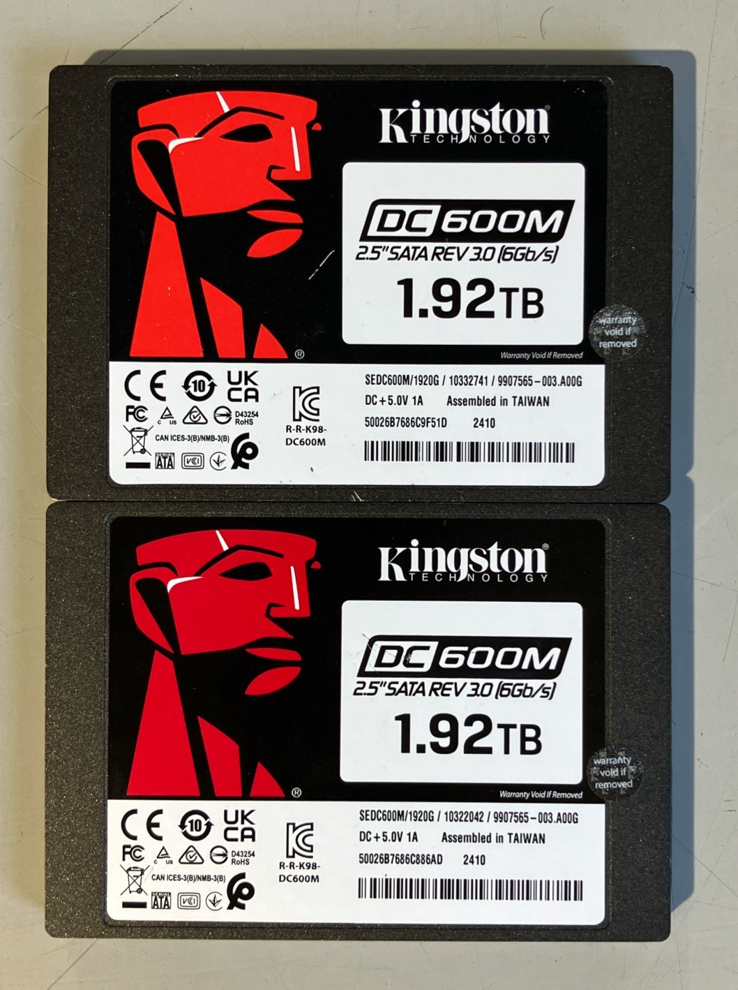 Kingston DC600M 1.92TB SSD SATA 2.5 99% Health - Lot of 2