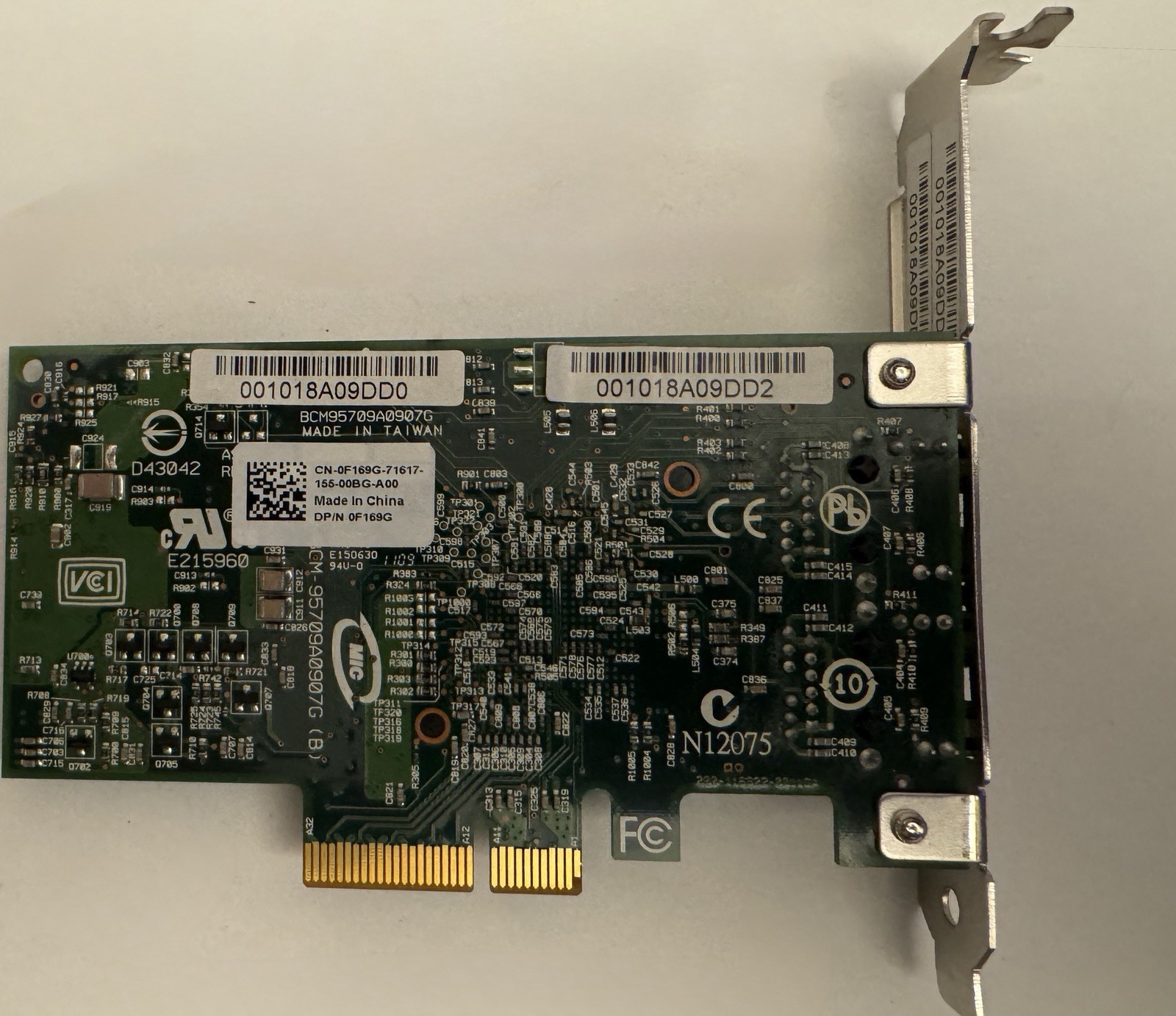 Dell Broadcom Dual Port PCIe Gigabit Network Adapter NIC NetXtreme DP/N 0F169G