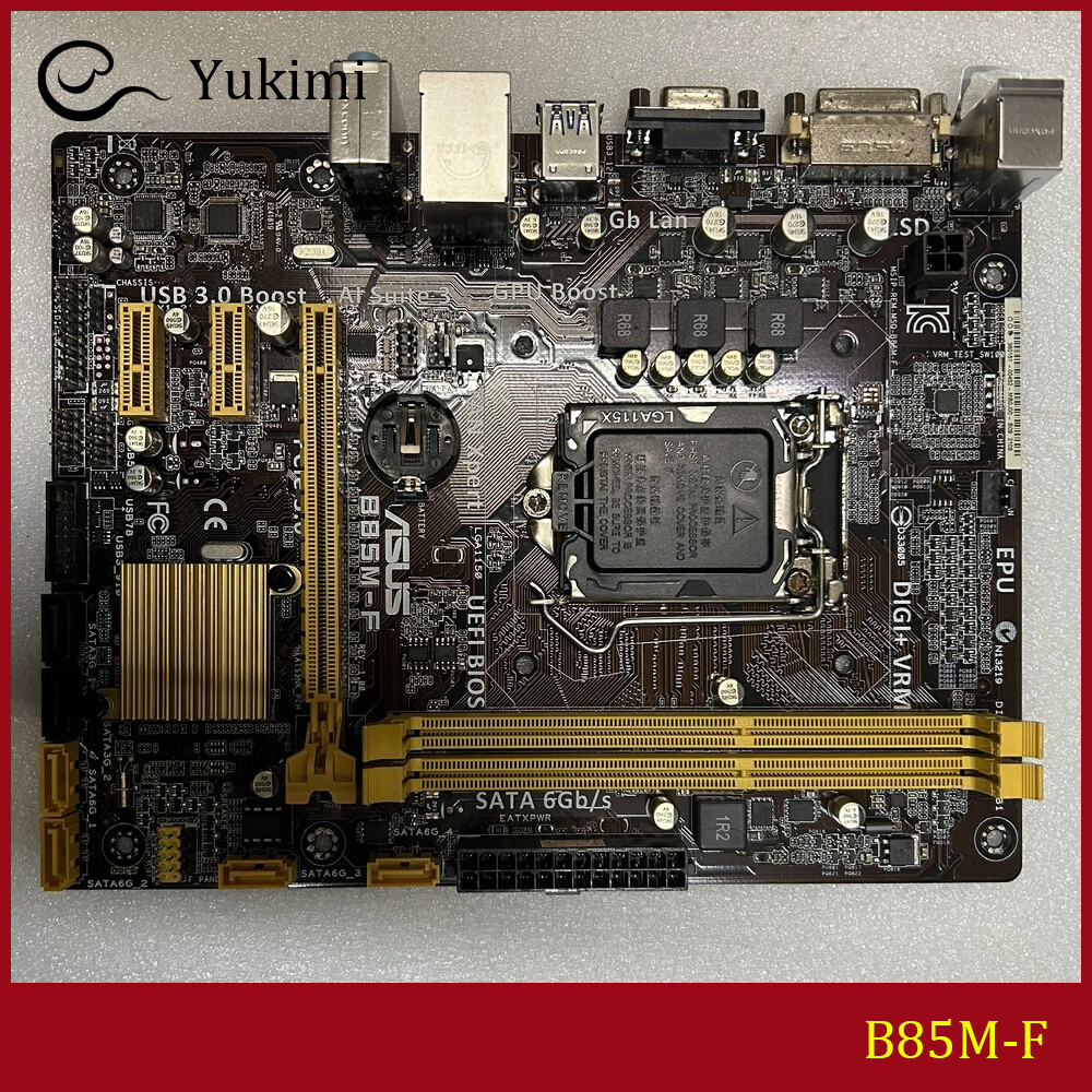 FOR ASUS B85M-F LGA 1150 DDR3*2 16GB VGA DVI Micro ATX Motherboard Test OK