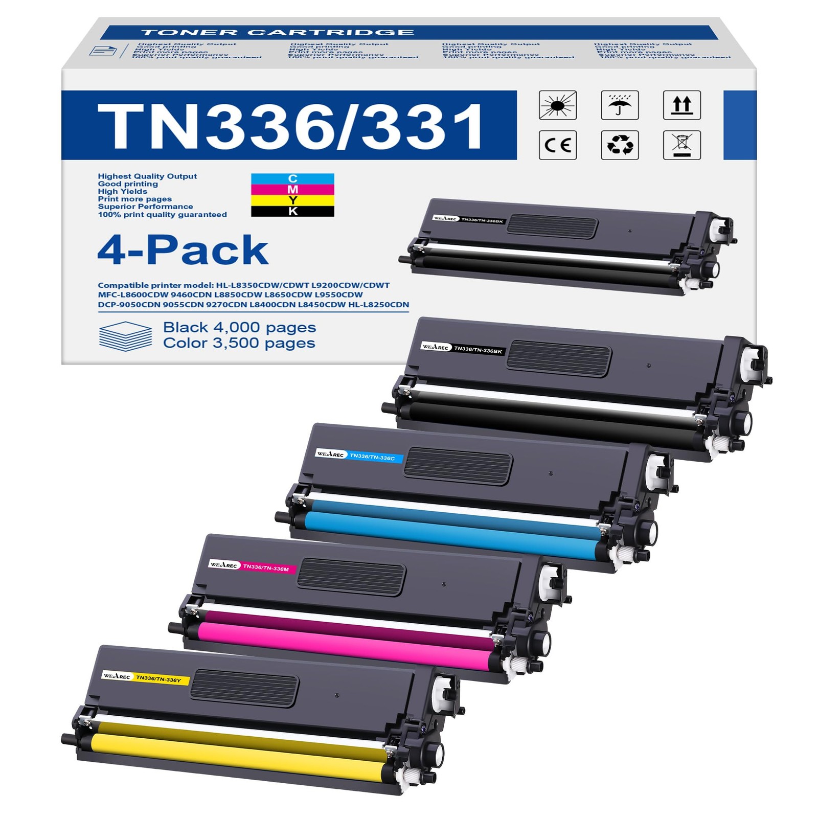 TN336 Toner Cartridge High Yield for Brother TN-336 TN331 for Use with Brothe...
