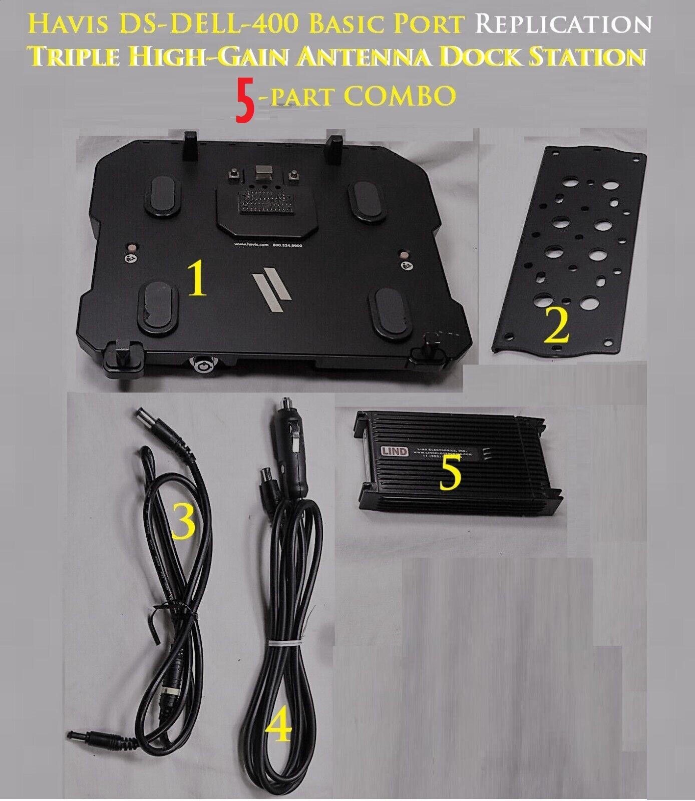 One Havis DS-DELL-400 Basic Port Replication Triple High-Gain Antenna Dock Mount