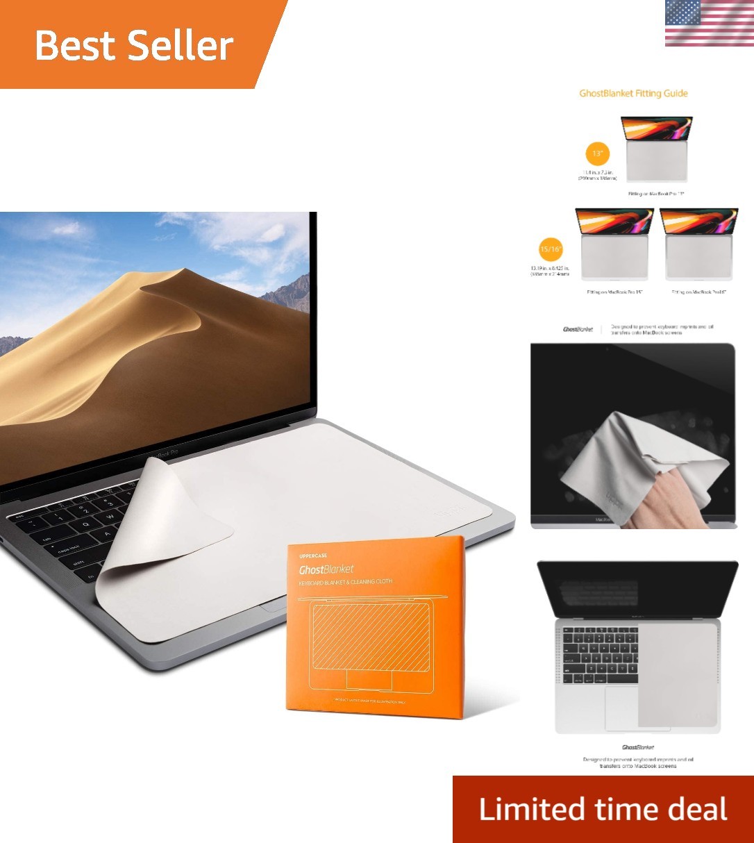 Microfiber GhostBlanket Cleaning Cloth - Protects MacBook Screens, Fits 13-15"