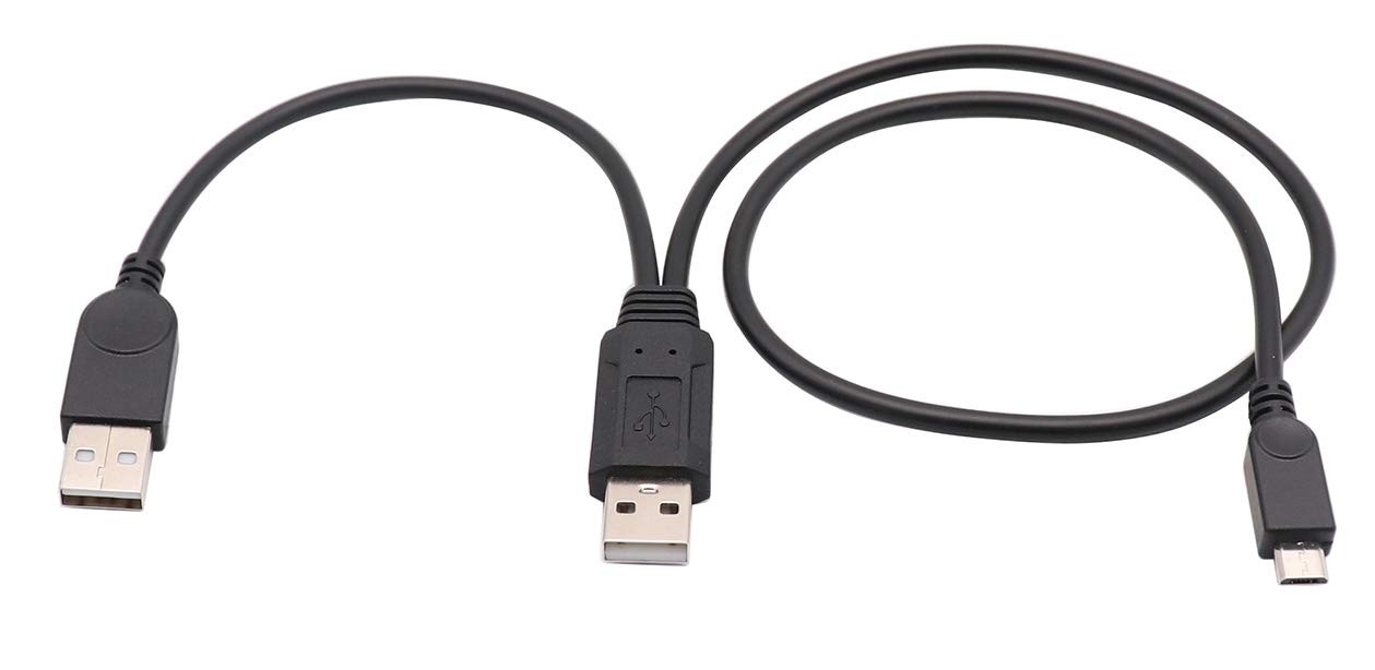 zdyCGTime USB 2.0 A Dual Power Micro Cable, A Male to 1.7 feet, black