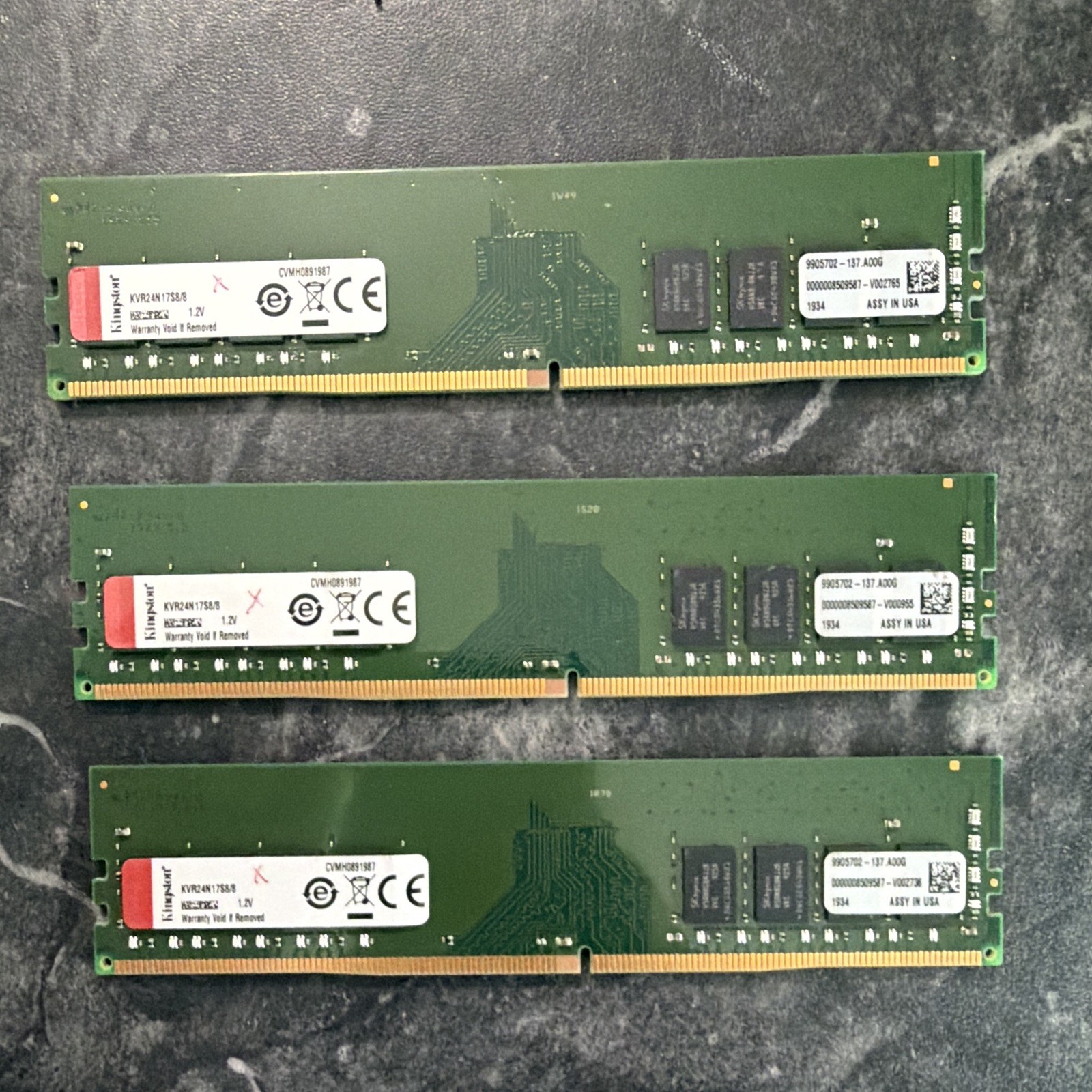 Kingston ValueRAM 24GB (3x8GB) DDR4-2400 PC4-19200 UDIMM 288-Pin