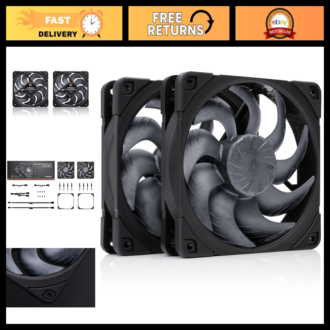 High-Performance 120mm PWM Quiet Fans - Dual Pack, Low Noise, High Airflow
