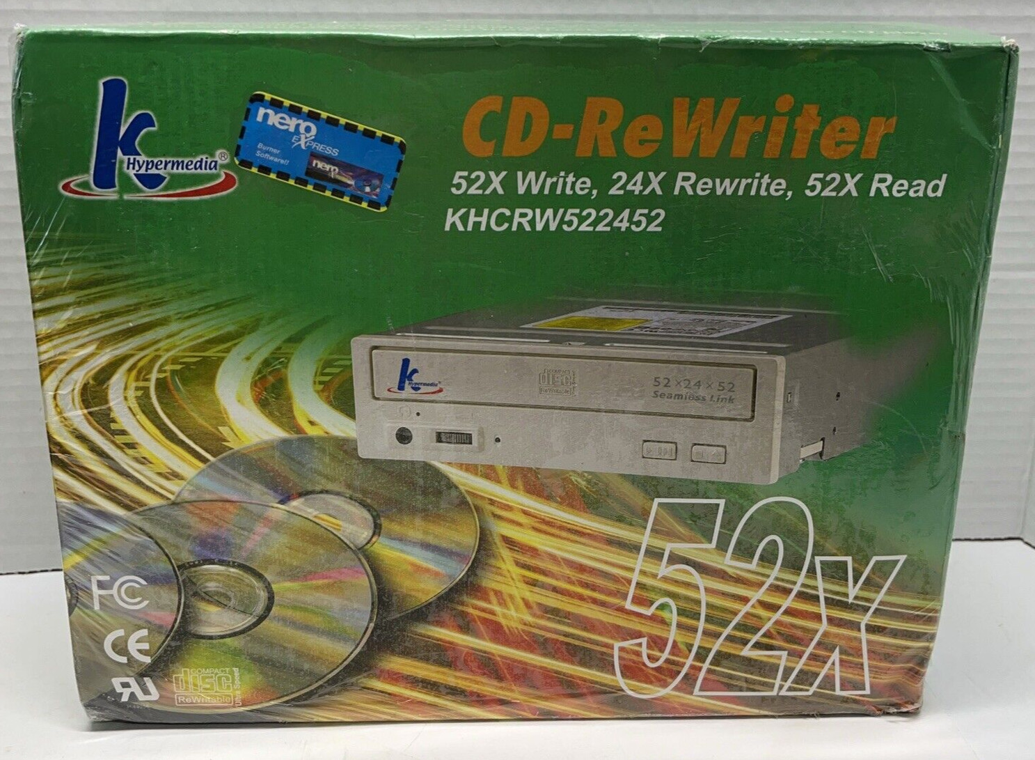 K Hypermedia CD-ReWriter Internal PC Drive 52x Write, 24x Rewrite, KHCRW522452