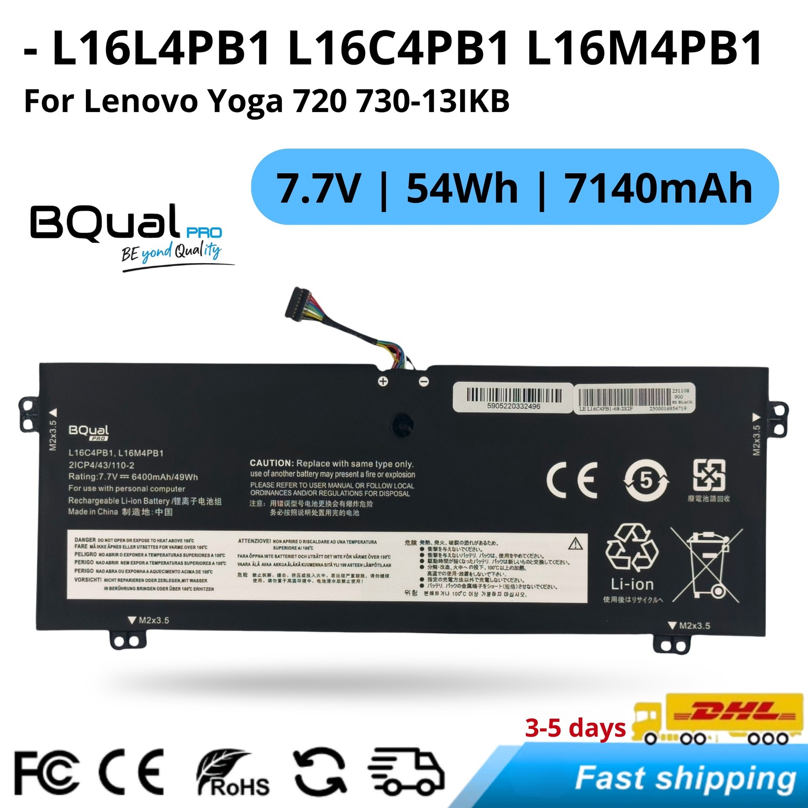 Laptop Battery L16L4PB1 L16C4PB1 L16M4PB1 for Lenovo Yoga 720 730-13IKB